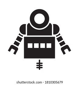 concepto robótico, icono de robot volador sobre fondo blanco, estilo de silueta, ilustración vectorial