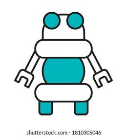 robotics concept, square robot standing over white background, half line half color style, vector illustration