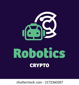 Robótica y logo cripto en estilo moderno. Con fondo blanco