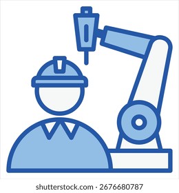 Ingeniero de robótica Azul Blanco Icono Ilustración
