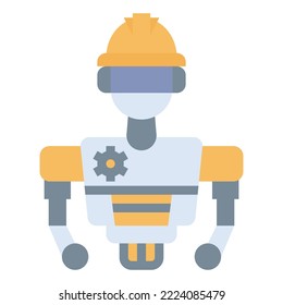 robotics engineering icon flat color, technology , education 