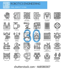 Robotics engineering , Thin Line and Pixel Perfect Icons