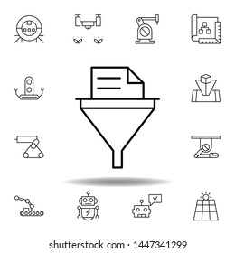 Robotics funner filter outline icon. set of robotics illustration icons. signs, symbols can be used for web, logo, mobile app, UI, UX