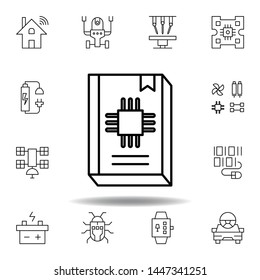 Robotics guide book outline icon. set of robotics illustration icons. signs, symbols can be used for web, logo, mobile app, UI, UX