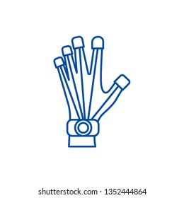 Robotics hand  line icon concept. Robotics hand  flat  vector symbol, sign, outline illustration.
