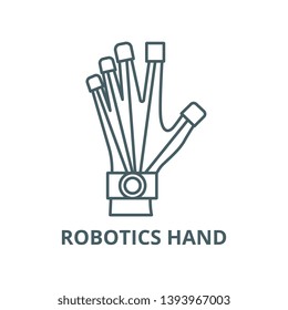 Robotics hand  vector line icon, linear concept, outline sign, symbol