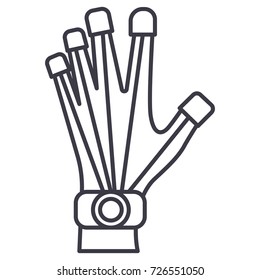 robotics hand  vector line icon, sign, illustration on background, editable strokes