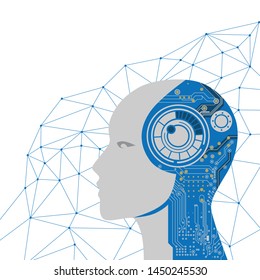 robotics head, technology related vector illustration 