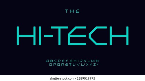 Robotics hi-tech alphabet, geometric sans serif letters, high-tech font for science modern logo, digital innovation headline, machine typography, modern typographic design. Vector typeset