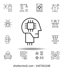 Robotics human mind robot outline icon. set of robotics illustration icons. signs, symbols can be used for web, logo, mobile app, UI, UX