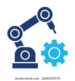 Icono De La Robótica En Diseño Plano Monocromo Azul, Ilustración vectorial