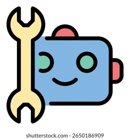 Robotics icon flat line style illustration representing automated machines and intelligent systems, suitable for technology development, engineering education, and AI research projects