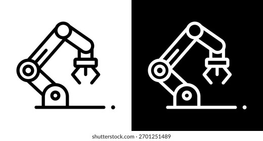 Icono de robótica de la línea de Ilustración vectorial de estilo blanco y negro
