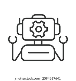Robotics, icon in line design. Robotics, robot, automation, AI, technology, cybernetics, machinery on white background vector. Robotics, editable stroke icon