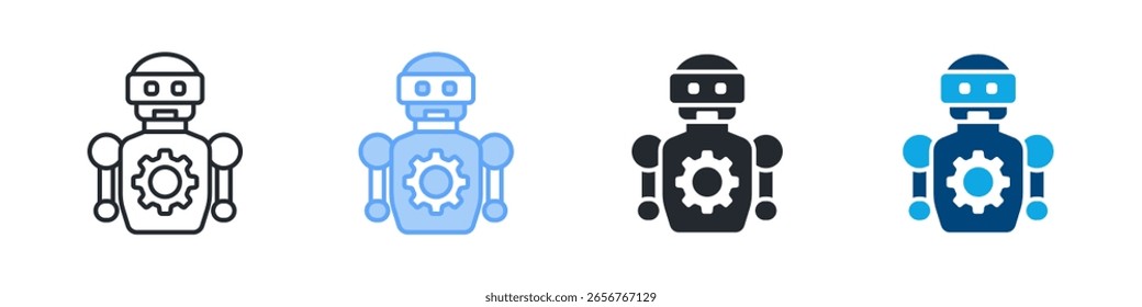 Robotics Icon Set Multiple Style. Designed In Outline, Blue, Glyph, Dual Tone