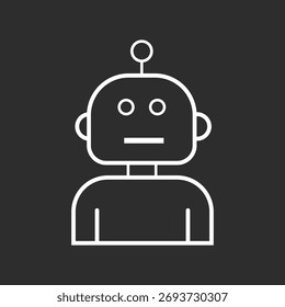 Ícone de robótica Vetor em fundo preto e branco - Automação industrial e inteligência artificial Ícone de linha de ilustração de tecnologia robótica