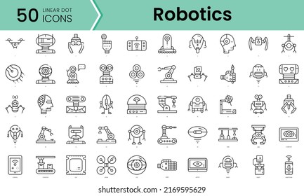 robotics Icons bundle. Linear dot style Icons. Vector illustration