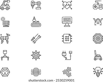 Robotics icons collection is a vector illustration with editable stroke.