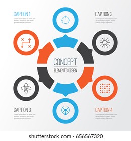 Robotics Icons Set. Collection Of Atomic Cpu, Radio Waves, Lightness Mode And Other Elements. Also Includes Symbols Such As Brain, Shine, Loop.
