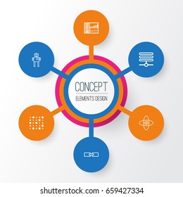 Robotics Icons Set. Collection Of Cyborg, Variable Architecture, Related Information And Other Elements. Also Includes Symbols Such As Variable, Control, Computer.
