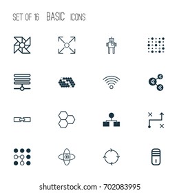 Robotics Icons Set. Collection Of Information Base, Atomic Cpu, Solution And Other Elements. Also Includes Symbols Such As Related, Arrow, Brain.