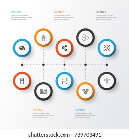 Robotics Icons Set. Collection Of Information Components, Solution, Algorithm Illustration And Other Elements. Also Includes Symbols Such As Illustration, Cooler, Solution.
