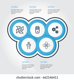 Robotics Icons Set. Collection Of Mainframe, Algorithm Illustration, Cyborg And Other Elements. Also Includes Symbols Such As Brain, Mainframe, Machine.