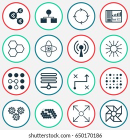 Robotics Icons Set. Collection Of Solution, Computing Problems, Mechanism Parts And Other Elements. Also Includes Symbols Such As Network, Cpu, Control.