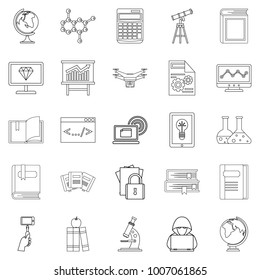 Robotics icons set. Outline set of 25 robotics vector icons for web isolated on white background