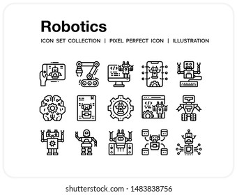 Robotics Icons Set. UI Pixel Perfect Well-crafted Vector Thin Line Icons. The illustrations are a vector.