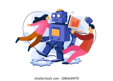 Robotics Illustration concept. Flat illustration isolated on white background