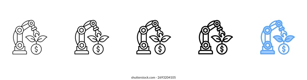 Conjunto de Coleção de Diferentes Contornos de Estilo de Ícone de Investimento de Robótica