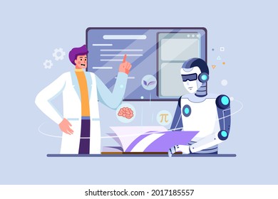 Robotics Learning Illustration concept. Flat illustration isolated on white background.
