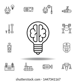 Robotics light bulb brain outline icon. set of robotics illustration icons. signs, symbols can be used for web, logo, mobile app, UI, UX