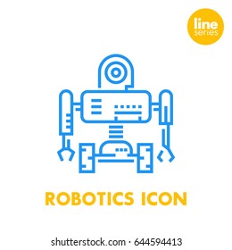 Robotics line icon, robot, mechanical engineering, vector illustration