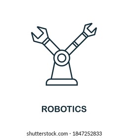Robotics line icon. Simple element from digital disruption collection. Outline Robotics icon element.