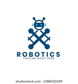 Robotics logo design template with robot arm