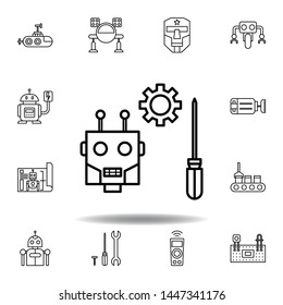 Robotics maintenance outline icon. set of robotics illustration icons. signs, symbols can be used for web, logo, mobile app, UI, UX