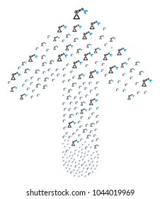 Robotics Manipulator composition combined in the set of up movement arrow. Ahead way arrow figure done from robotics manipulator items.