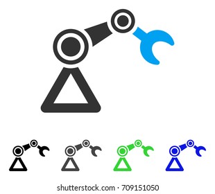 Robotics Manipulator vector pictograph. Style is a flat graphic symbol in black, grey, blue, green color versions. Designed for web and mobile apps.