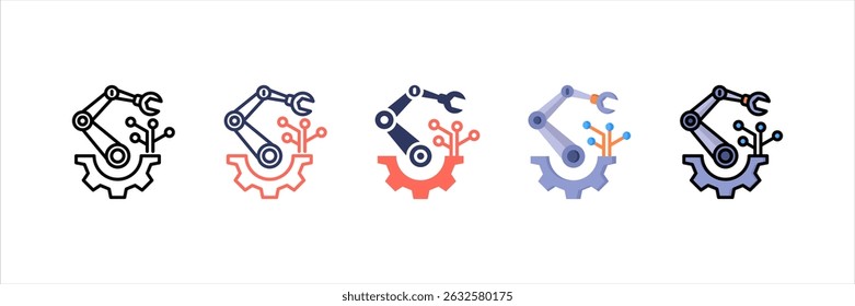 Conjunto de ícones de vários estilos de robótica