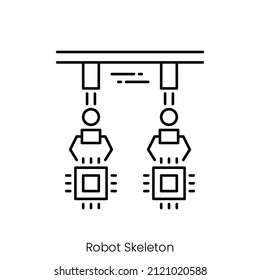 Robotik-Prozesssymbol. Konkretes Stildesign einzeln auf weißem Hintergrund