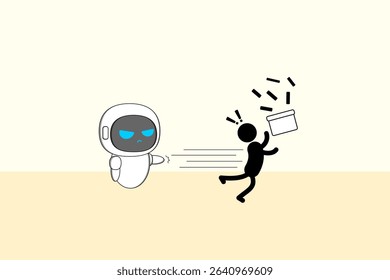 Robotics are rapidly replacing human jobs, especially in manufacturing, logistics, and customer service, AI innovation. Illustration vector design. EPS 10