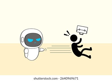 Robotics are rapidly replacing human jobs, especially in manufacturing, logistics, and customer service, AI innovation. Illustration vector design. EPS 10