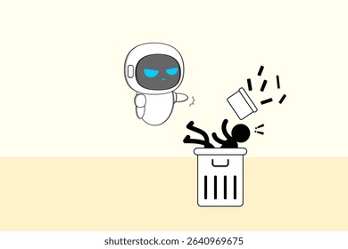 Robotics are rapidly replacing human jobs, especially in manufacturing, logistics, and customer service, AI innovation. Illustration vector design. EPS 10