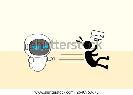 Robotics are rapidly replacing human jobs, especially in manufacturing, logistics, and customer service, AI innovation. Illustration vector design. EPS 10
