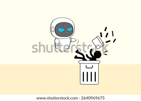 Robotics are rapidly replacing human jobs, especially in manufacturing, logistics, and customer service, AI innovation. Illustration vector design. EPS 10