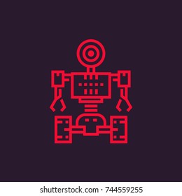 Robotics, robot icon in linear style