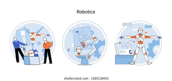 Robotics scientific and technical, metaphor production and application of robots. Programmable mechanical device building robot in lab. Robotic arm industrial smart manufacture. Cyber-physical systems