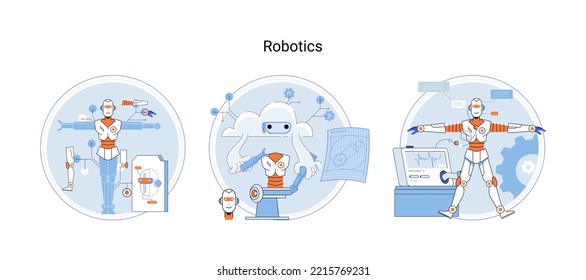 Robotics scientific and technical, metaphor production and application of robots. Programmable mechanical device building robot in lab. Robotic arm industrial smart manufacture. Cyber-physical systems